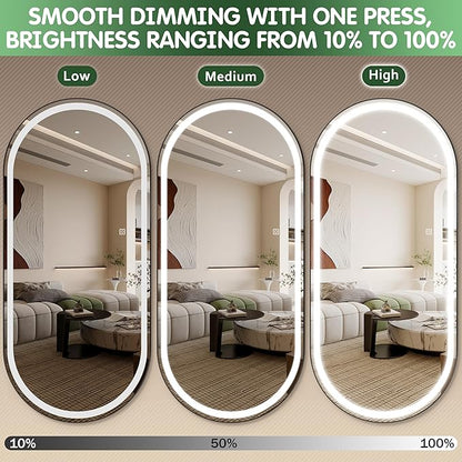 FENNIO Full Length Mirror with Lights, 80" x 36" LED Full Body Mirror, Wall Mounted Hanging Mirror with Lights for Bedroom, Salon, Dimmable & 3 Color Lighting, Tempered Glass