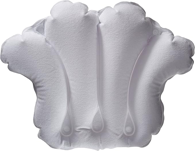 Inflatable Bath Pillow - Terry Cloth (White)