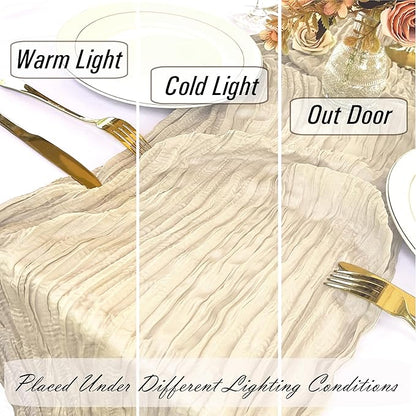 8 Pack Beige Cheesecloth Table Runner 22 x 108 inch Gauze Ivory Cheese Cloth Table Runner Bulk for Rustic Wedding Baby Shower Birthday Party Boho Table Decor