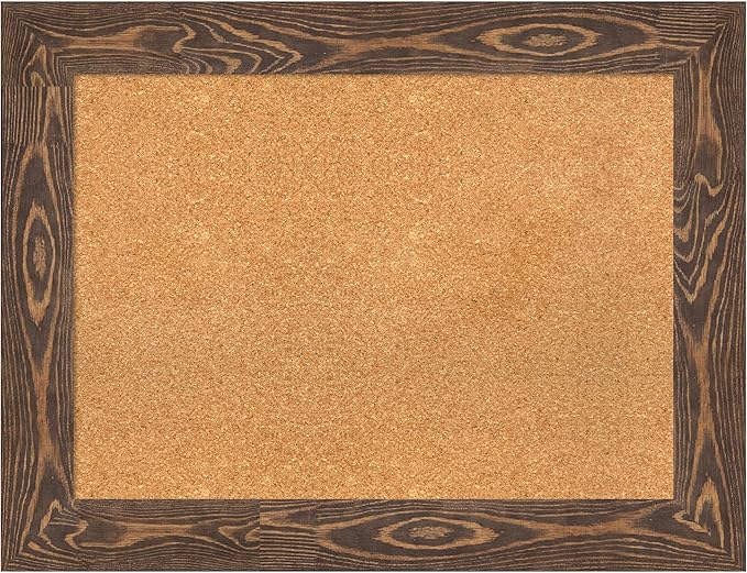 Amanti Art Natural Cork Board for Wall, 26x34 Vision Board with Brown Wood Frame, Medium Corkboard Office Decor for Home Organization, Rustic Farmhouse Corkboard Pinboard to display items for home