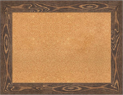 Amanti Art Natural Cork Board for Wall, 26x34 Vision Board with Brown Wood Frame, Medium Corkboard Office Decor for Home Organization, Rustic Farmhouse Corkboard Pinboard to display items for home