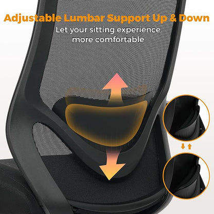 High Back Office Chair, Big and Tall Office Chair Ergonomic Comfy Chair Executive Desk Chair for Heavy Duty People 450Lbs Computer Chair with Adjustable Lumbar Support & Flip-up Arms