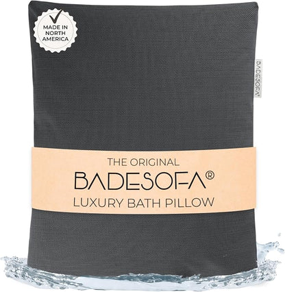 BADESOFA® Luxury Bathtub Pillow L - Large Bath Pillow for Therapeutic Neck and Back Support Quick-Drying - Full Body Bath Tub Cushion - Luxury Spa Cushion in Charcoal