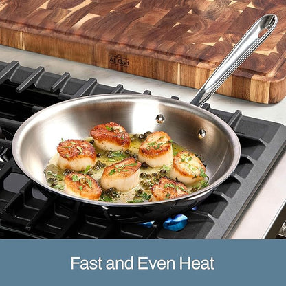 All-Clad D3® Stainless Steel 10 inch Frying Pan Covered- Made in the USA- The Original Bonded Professional Cookware- Oven Safe & Induction Compatible