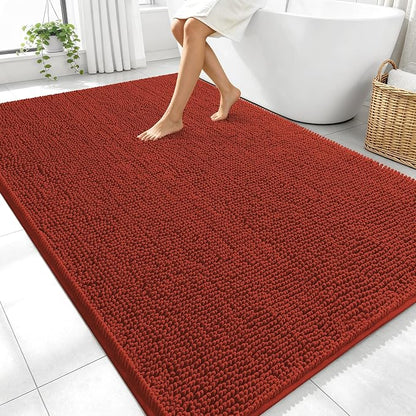 OLANLY Large Bathroom Rugs 70x46, Soft Absorbent Chenille Bath Rugs, Rubber Backing Quick Dry, Machine Washable Bath Mats for Bathroom Floor, Tub and Shower, Home Decor Accessories, Rustic Terracotta