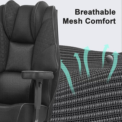 VECELO Big and Tall Office Chair 400lbs, Mesh High Back Computer Chair with Foot Rest, Ergonomic Desk Chair with Lumbar Support and Armrest, Black