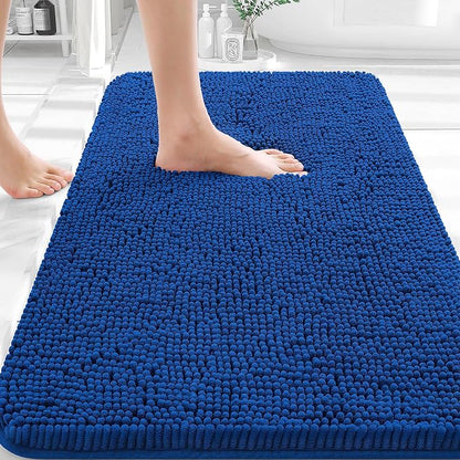 OLANLY Bathroom Rugs 30x18, Extra Soft Absorbent Chenille Bath Rugs, Rubber Backing Quick Dry, Machine Washable Bath Mats for Bathroom Floor, Tub and Shower, Home Decor Accessories, Royal Blue