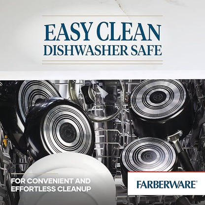 Farberware Cookstart DiamondMax Nonstick Cookware/Pots and Pans Set with Glass Lids, Dishwasher Safe, Includes Baking Pan and Kitchen Cooking Tools, 15 Piece - Black
