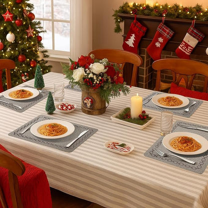 Placemats Set of 4, Heat Resistant & Waterproof Table Mats for Dining, Non Slip Scratch Proof Place Mats for Kitchen, Easy to Clean - Outdoor,Indoor Use（17x12 Inch）