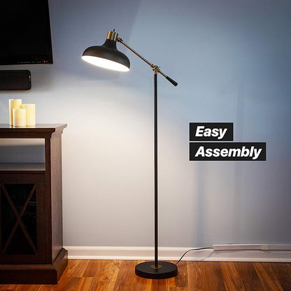 Brightech Wyatt LED Floor Lamp, Industrial Floor Lamp for Living Rooms & Offices – Charming Farmhouse Floor Lamp, Adjustable Head Standing Lamp for Bedroom Reading, Stunning Living Room Décor