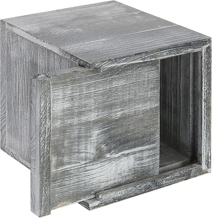 MyGift Graywashed Wood Decorative Tissue Box Holder Cover, Bathroom Facial Tissue Box Cover with Easy Refill Slide-Out Bottom Panel