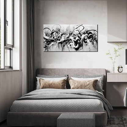 Abstract Canvas Wall Art for Living Room Bedroom Office Black and White Wall Art Abstract Line Picture Framed Wall Decor Modern Canvas Prints 20x40 In