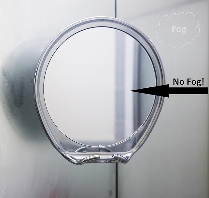 JiBen Fogless Shower Mirror with Power Locking Suction Cup, Built-in Razor Hook and 360 Degree Rotating Adjustable Arm, Personal Fog Free Bathroom Shaving Mirror (Chrome)