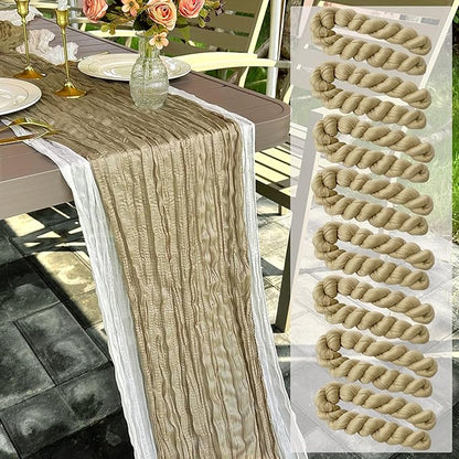 8 Pack Brown Cheesecloth Table Runner 22 x 108 inch Coffee Gauze Cheese Cloth Table Runner Bulk for Rustic Wedding Baby Shower Birthday Party Boho Table Decor