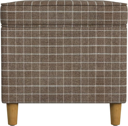 Spatial Order Home Decor | Dinah Collection Modern Storage Ottoman | Ottoman with Storage for Living Room & Bedroom(Brown Windowpane Fabric)