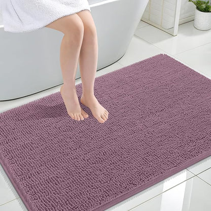 OLANLY Large Bathroom Rugs 47x32, Extra Soft Absorbent Chenille Bath Rugs, Rubber Backing Quick Dry, Machine Washable Bath Mats for Bathroom Floor, Tub and Shower, Home Decor Accessories, Deep Plum