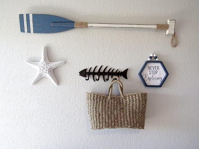 Wallcharmers Large Fish Bone Key, Leash, & Towel Holder | Nautical Home & Wall Decor