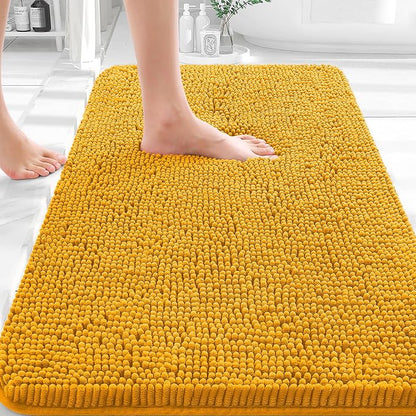 OLANLY Bathroom Rugs 35x24, Extra Soft Absorbent Chenille Bath Rugs, Rubber Backing Quick Dry, Machine Washable Bath Mats for Bathroom Floor, Tub and Shower, Home Decor Accessories, Golden Yellow