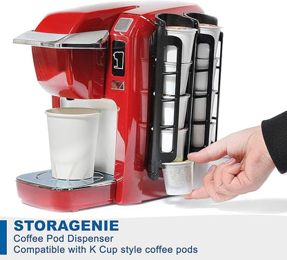 STORAGENIE Coffee Pod Holder Side Mount K Cup Pods Organizer compatible with Keurig Coffee Makers, Space Saving Kcup Storage, Perfect for Small Counters (3 Pack/For 15 K-Cups, Black)