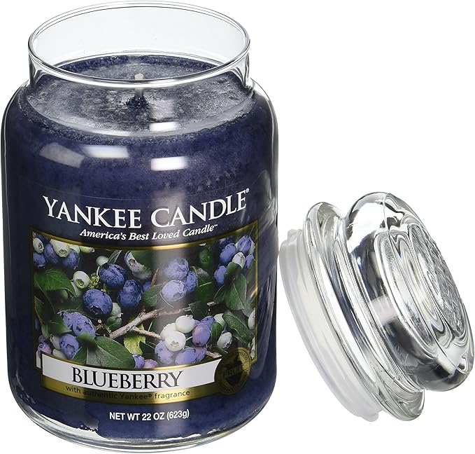 Yankee Candle Blueberry Scented, Classic 22oz Large Jar Single Wick Candle, Over 110 Hours of Burn Time