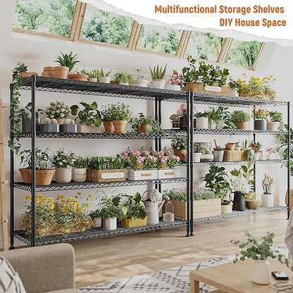 REIBII Storage Shelves 45.3''W Wire Shelving Unit 4 Tier Metal Shelves for Storage Rack Metal Shelving for Pantry Shelves Kitchen Steel Shelving, 45.3''W*63''H*17.7" D