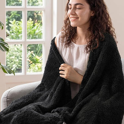 Exclusivo Mezcla Fleece Bed Blankets Queen Size, Ultra Soft, Lightweight and Fuzzy Black Blanket for Women, Home Decor, 90x90 Inches