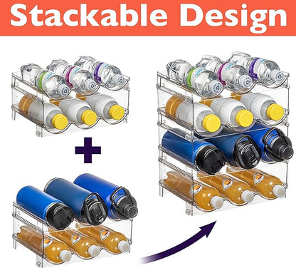 ClearSpace Water Bottle Organizer for Cabinet – Stackable Water Bottle Holder for Cabinet or Wine Rack for Home Organization Storage – Drink Organizer for Fridge, Kitchen Organization, 6 Pack