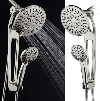AquaDance High-Pressure 48-Mode 3-Way Shower Spa Combo with Adjustable 18-Inch Extension Arm, Brushed Nickel