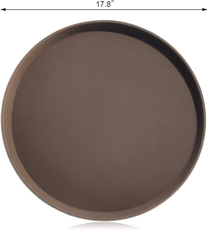 New Star Foodservice Non-Slip Tray, Plastic, Rubber Lined, Round (Brown, 18-Inch)