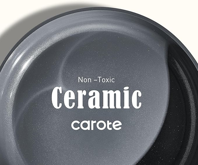 CAROTE 9.5'' and 11'' Nonstick Ceramic Frying Pan Skillet, Non Stick Skillet with Heat Resistant Handle, Healthy & PFOA/PFAS Free, Induction-Compatible,Dishwasher Safe & Includes Silicone spatula,Blue