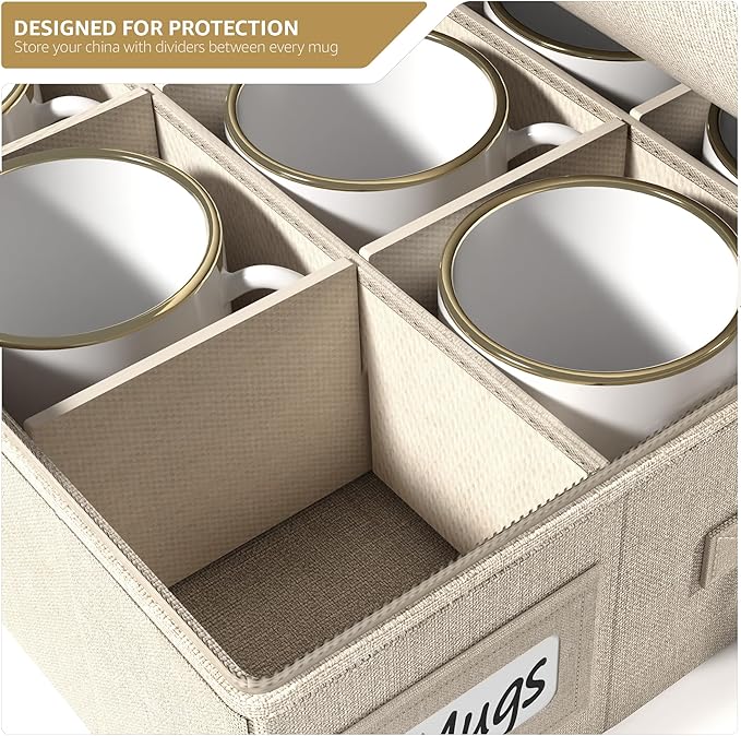 Sorbus Coffee Mug Organizer - Storage Case with Hard Shell, Label Windows, Handles & Dividers (Fits 12 Mugs)