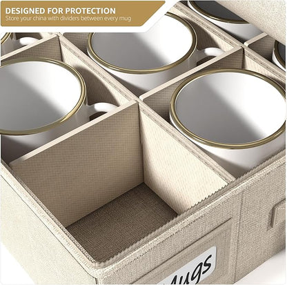 Sorbus Coffee Mug Organizer - Storage Case with Hard Shell, Label Windows, Handles & Dividers (Fits 12 Mugs)