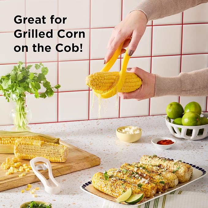 Chef’n Nesting Corn Tool Set, Corn Peeler and Desilker Brush, 2-in-1 Corn Silk Remover and Cob Stripper