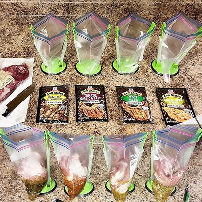Ruibo Baggy Rack Holder For Food Prep/Ziplock Bag, Meal Planning/Plastic Freezer Bag Holders Stand, Green, Pack of 4 - 4 Pcs