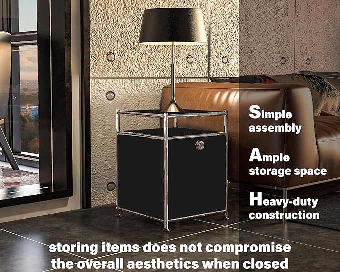 Simplink Matte Storage Cart with Flap Door, Large Capacity Storage Cart with Detachable Wheels, DIY Modern Home Furnishing, Great for Home, Office, Bedroom, Kitchen (Black)