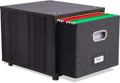 BIRDROCK HOME Rolling File Cabinet – Decorative Storage Shelf w/Removable Bins, Handles, and Wheels – Organize Files, Books, Toys, Under Desk Office Solution, Modern Design - 1 Lateral Drawer, Gray