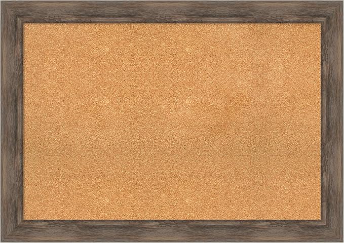 Amanti Art Natural Cork Board for Wall, 29x41 Vision Board with Brown Wood Frame, Large Corkboard Office Decor for Home Organization, Rustic Farmhouse Corkboard Pinboard to display items for home