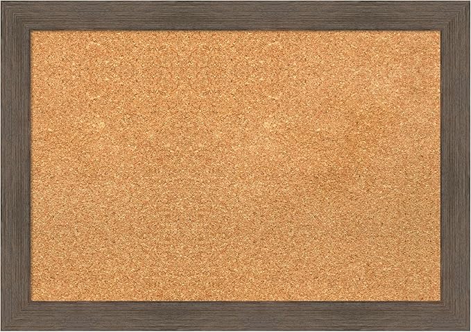 Amanti Art Natural Cork Board for Wall, 19x27 Vision Board with Brown Wood Frame, Medium Corkboard Office Decor for Home Organization, Rustic Farmhouse Corkboard Pinboard to display items for home