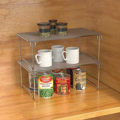Deco Brothers Stackable Cabinet Shelf Organizer, 2 Pack, Chrome