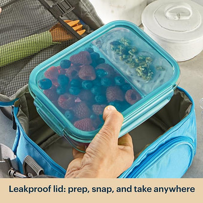 Pyrex Glass MealBox (5-Pack, 2.3 Cup) Divided Compartments with Locking Lids, For Meal Prepping and Portioning, BPA Free Microwave Dishwasher Safe
