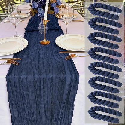 8 Pack Navy Blue Cheesecloth Table Runner 22 x 108 inch Gauze Cheese Cloth Table Runner Bulk for Rustic Wedding Baby Shower Birthday Party Boho Table Decor