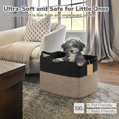 Goodpick Woven Storage Baskets for Organizing, 18" x 14" x 12" Wicker Laundry Basket for Shoes,Towel, Blanket Basket for Living Room, Toy Baskets Storage Kids with Handles