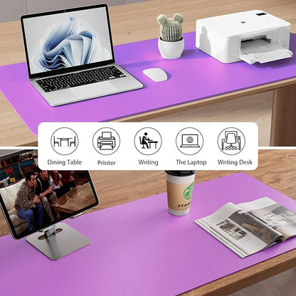 Aothia Leather Desk Pad Protector, Mouse Pad, Office Desk Mat, Non-Slip PU Leather Desk Blotter, Laptop Desk Pad, Waterproof Desk Writing Pad for Office and Home (31.5" x 15.7", Iris Violet)