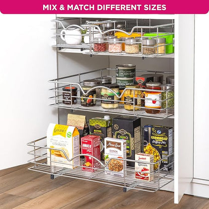 HOLDN’ STORAGE Pull Out Cabinet Organizer, Slide Out Drawer for Kitchen Cabinets & Pantry, Roll Out Shelf for Pots, Pans & Under Sink Storage, Heavy-Duty Full-Extension, 30" W x 21" D x 5" H