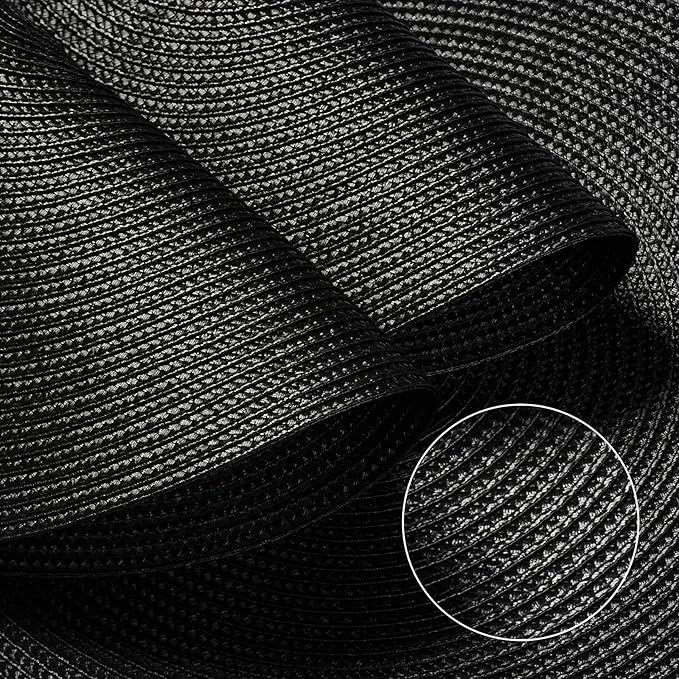 FunWheat Round Braided Placemats Set of 6 Place Mats for Dining Table Woven Washable Non-Slip Table Mats 15 Inch (Black, 6pcs)
