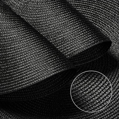 FunWheat Round Braided Placemats Set of 6 Place Mats for Dining Table Woven Washable Non-Slip Table Mats 15 Inch (Black, 6pcs)