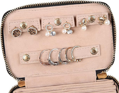 Angelina's Palace Snakeskin Pattern Jewelry Organizer Case Bridesmaid Gifts Travel Bag Vegan Leather Box for Necklace Earring Bracelet Ring(Black)