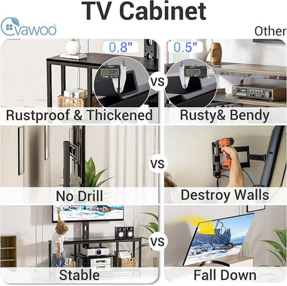 Corner TV Stand with Mount LED - Universal TV Mount Stand for 32-65" TV, Height Adjustable Swivel TV Console Wood & Steel Entertainment Center with Mount, Cabinet, Power Outlet, Colorful Light, Black