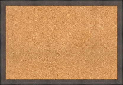 Amanti Art Natural Cork Board for Wall, 27x39 Vision Board with Brown Wood Frame, Large Corkboard Office Decor for Home Organization, Rustic Farmhouse Corkboard Pinboard to display items for home