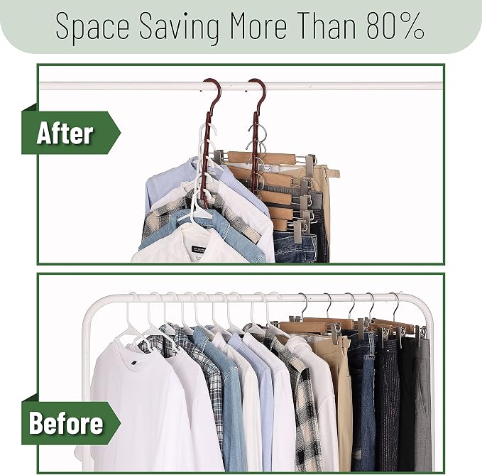 Mr. Pen- Space Saving Hangers, 8 pcs, 360° Rotating Hooks, Magic Cascading Hanger Organizer with 5 Enclosed Slots, Closet Organizers and Storage for Clothes, College Dorm Room Essentials